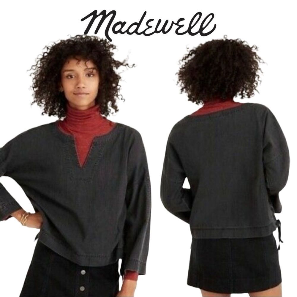 Madewell Women’s Charcoal VNeck Denim with Side‎ Laces - Size XXS